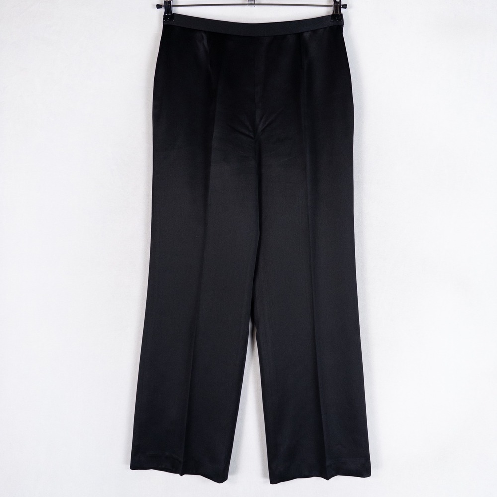 Kasper Womens Dress Pants 6P Black Satin Finish Straight Leg Formal Trousers